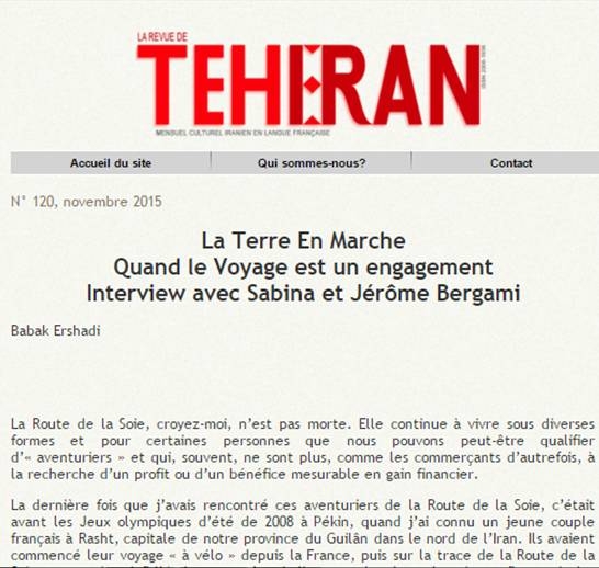 Article de presse <i>La Revue de Téhéran</i>